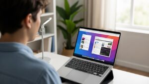 Correct laptop screen tilt for eye comfort