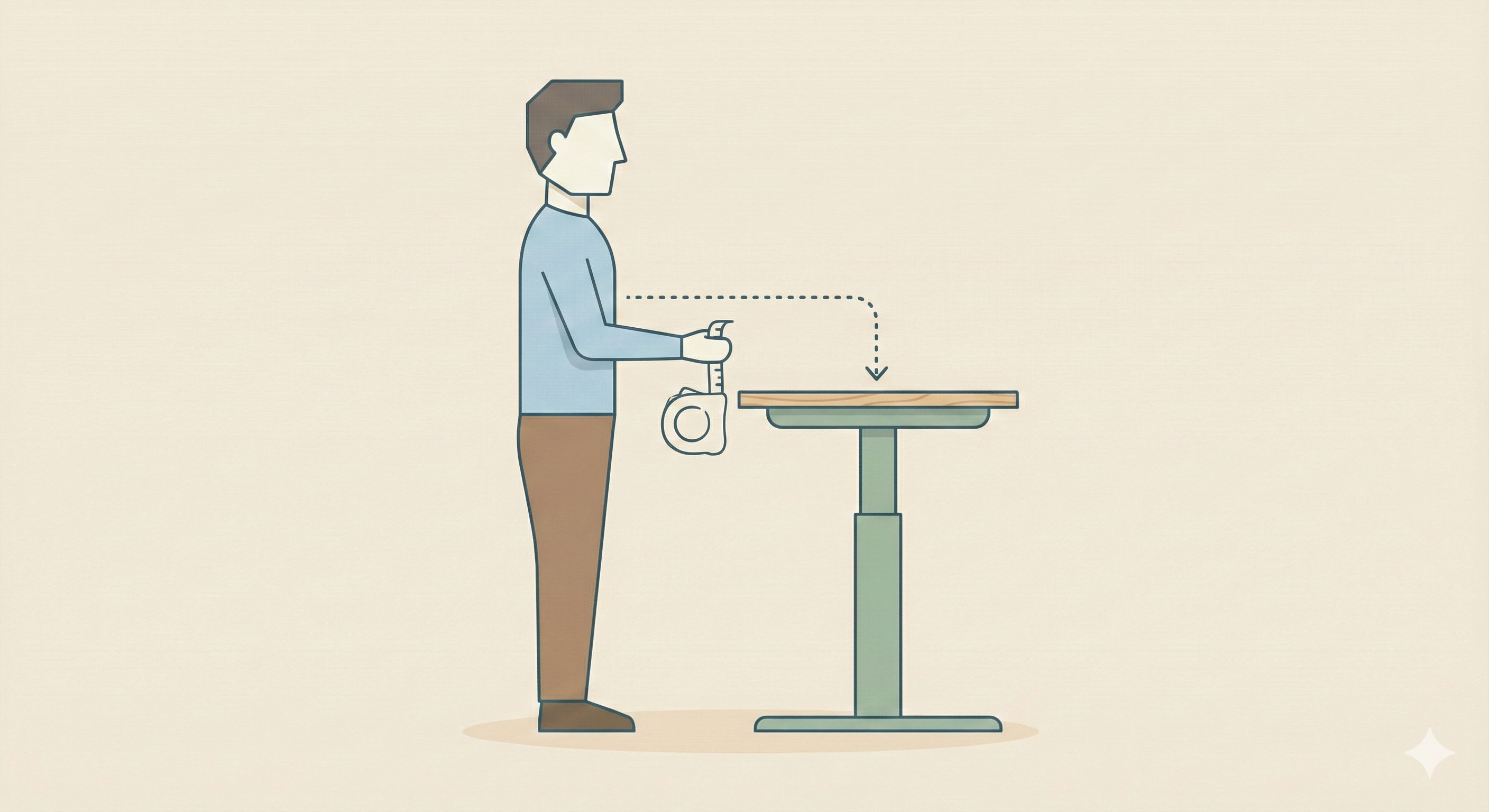Standing desk height measurement using elbow height reference