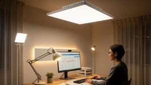 Home office lighting setup types for eye strain reduction