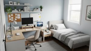 optimized bedroom home office layout example