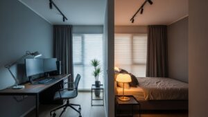 dual use room office bedroom lighting for work and sleep