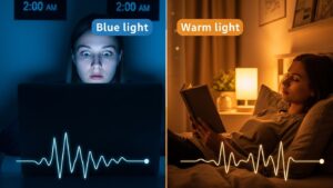 Blue light vs warm light effects on circadian rhythm