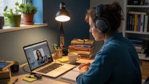 Headphone use in small home office for noise control