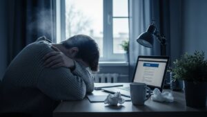 Cold home office causing reduced comfort and productivity at a desk