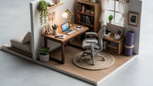 Comfortable work from home corner layout planning
