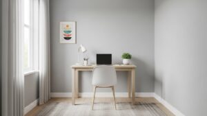 Desk placement for minimal distraction in a small room